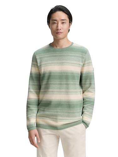 TOM TAILOR 1048259 Suéter pulóver, 37814-Green White... - Deal du jour à 9.93€
