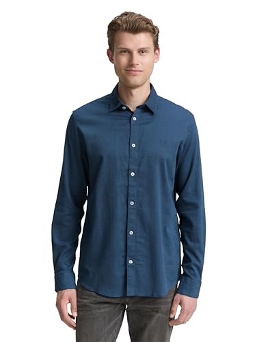 TOM TAILOR Camicia da Uomo, 38449 - Struttura Blu Navy, S - Amazon Italy à 9.22€