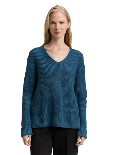TOM TAILOR Suéter de Mujer, 38879 Dark Petrol Melange, XS - Animalerie Amazon Espagne à 17.79€