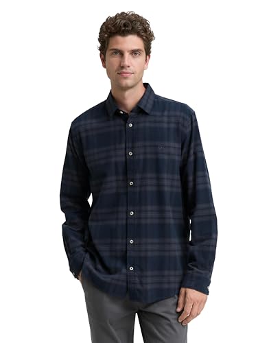TOM TAILOR 1047338 Camisa, 38520-Navy Tonal Check, M Hombres - Bon plan à 12.30€