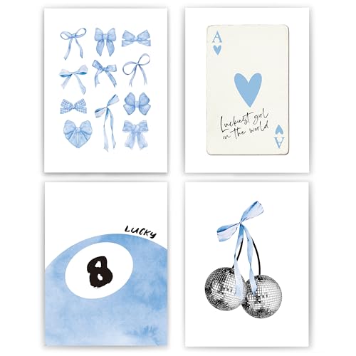 Okaxscm Light Blue Coquette Trendy Preppy Wall Art Prints... - Maison & Cuisine Amazon Royaume-Uni à 3.50€