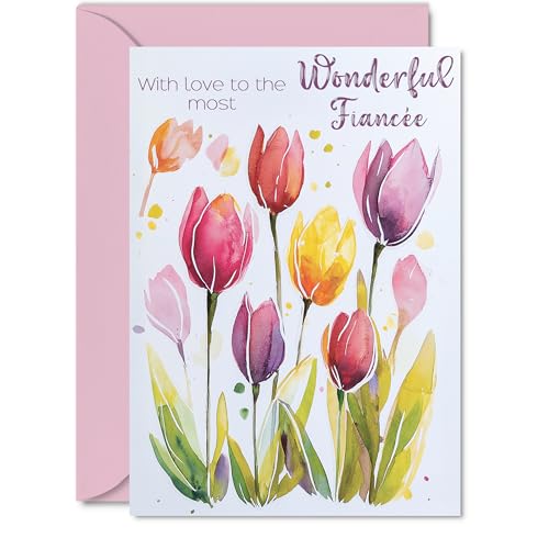 Fiancée Birthday Card - Watercolour Tulips Flowers - Happy... - Beauty & Fragrances Amazon UK à 2.15€