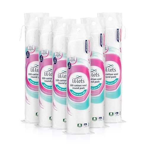 Lil-Lets Cotton Wool Round Pads, 6 x 100 Count, Certified... - Beauté & Parfums en promo à 8.79€