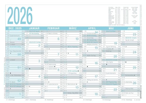 Zettler Arbeitstagekalender grau/türkis A4 2026 –... - Fournitures Bureau en promo à 1.49€