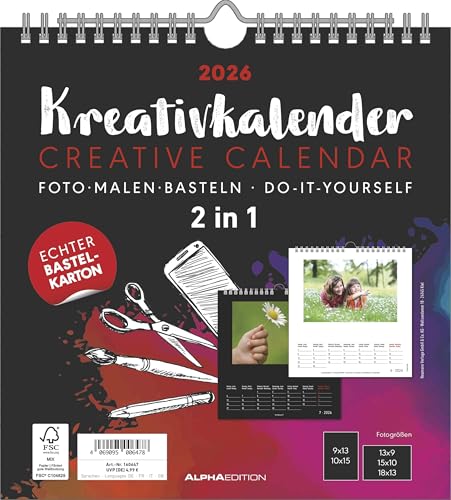Alpha Edition - Kreativ-Kalender M 2 in 1 Schwarz & Weiß... - Fournitures Bureau Amazon Allemagne à 2.93€