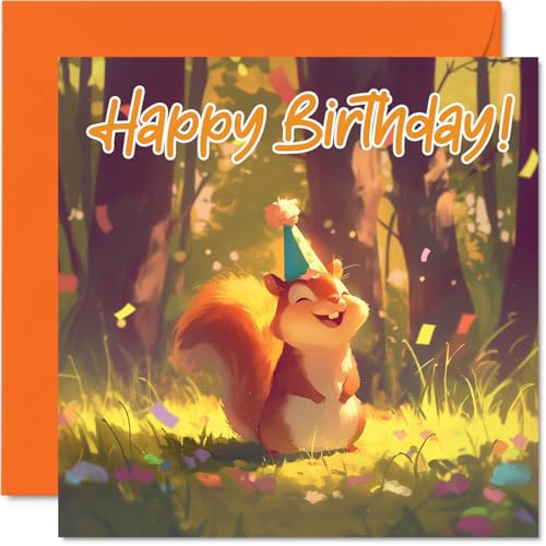 Squirrel Birthday Cards - Woodland Forest Party - Happy... - Auto & Moto en promo à 1.99€