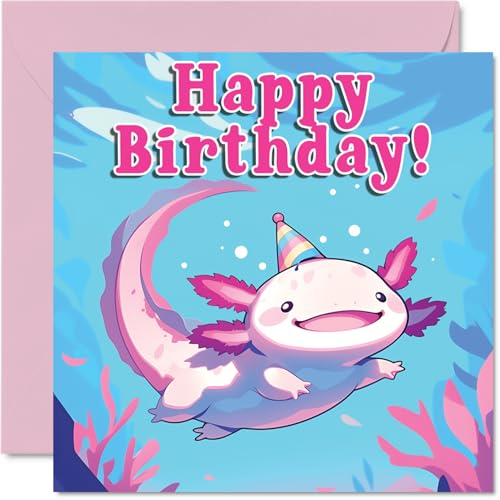 Axolotl Birthday Cards - Sealife Party - Happy Birthday... - Auto & Moto Amazon Royaume-Uni à 2.67€