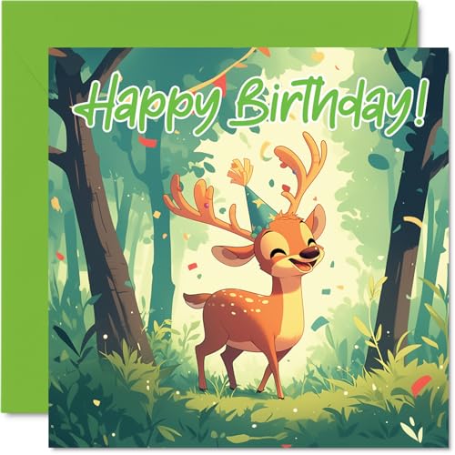 Deer Birthday Cards - Woodland Forest Party - Happy... - Auto & Moto en promo à 2.14€
