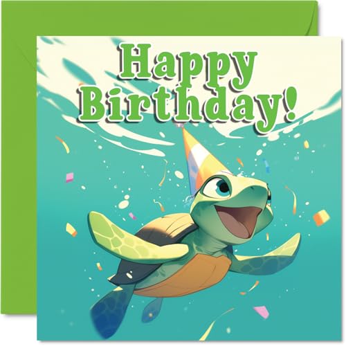 Turtle Birthday Cards - Sealife Party - Happy Birthday Card... - Auto & Motorcycle Amazon UK à 2.61€