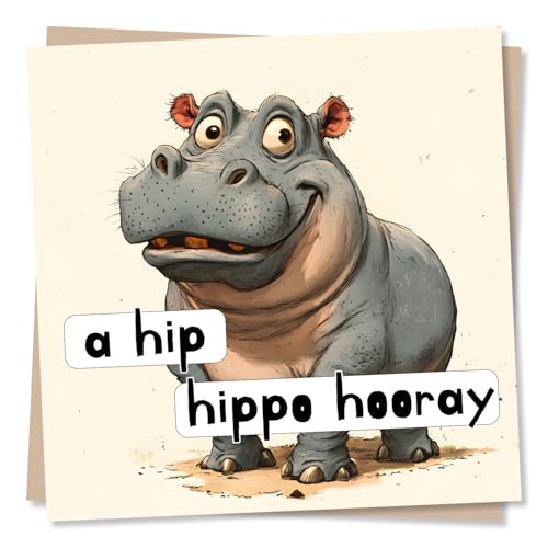 Funny Congratulations Card for a Loved One - Hip Hippo... - Animalerie en promo à 1.99€