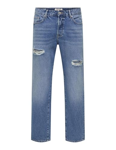 ONLY & SONS Onsedge Straight Destroy Box Tai DNM Otl, Denim... - Nouvelle promo Amazon à 14.21€