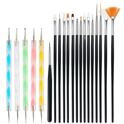 20 Stück Nagel Pinsel Set mit Dotting Tool,Pinsel für... - Bricolage & Outils Amazon Allemagne à 3.48€
