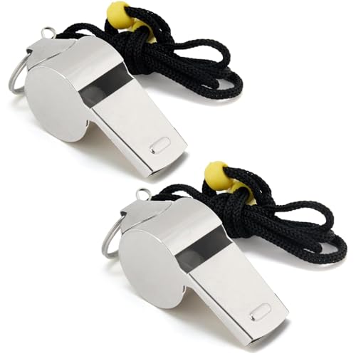 Cheerhom 2-Piece Stainless Steel Whistles with Lanyard for... - Sports & Fitness en promo à 2.88€