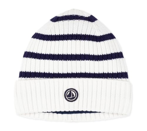 Petit Bateau Bonnet Enfant rayé en Tricot doublé en Polaire - Sports & Fitness en promo à 17.92€