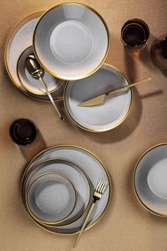 Elegante set da 16 pezzi, 100% porcelain, grigio e oro... - Animalerie Amazon Italie à 89.43€
