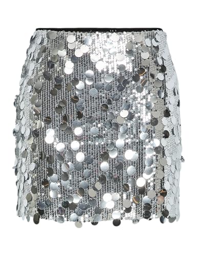 PIECES Pcmalou Sequin MW Mini Jupe, Couleur argentée, S - High-Tech & Électronique Amazon France à 14.40€