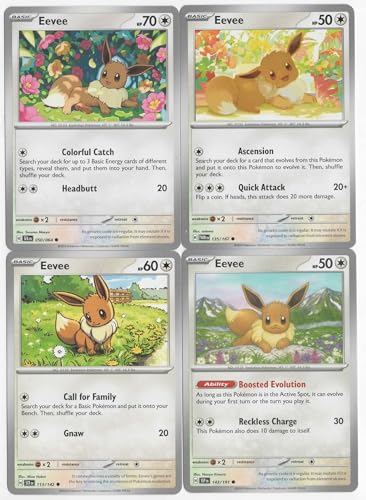 Eevee Pokemon Card Lot x 4 – Scarlet Violet (Gray Borders)... - Réduction -95% à 4.50€