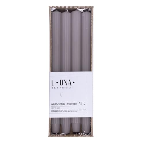 DONAU HOME Lot de 4 bougies longues côtelées/gris... - Beauté & Parfums en promo à 9.41€