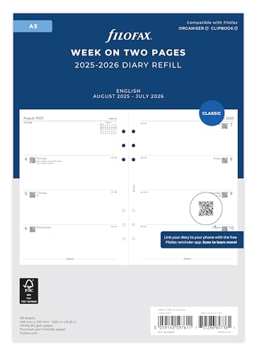 Filofax A5 week on two pages mid year diary August 25 to... - Amazon Royaume-Uni à 2.53€