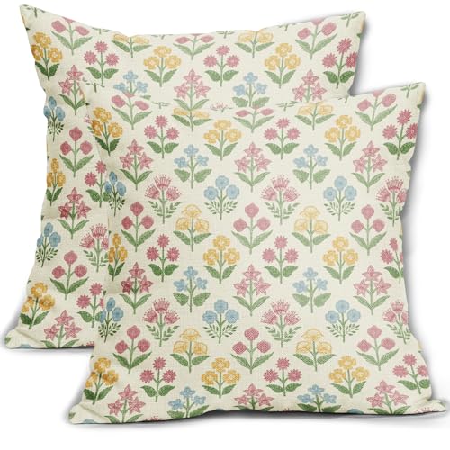 Frühlingsblumen-Kissenbezüge mit Blockdruck, 50,8 x 50,8... - Maison & Cuisine Amazon Allemagne à 3.00€
