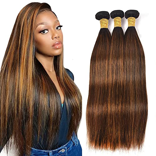 Creuost Straight Human Hair Bundles P4/30 Highlight Brown... - Beauté & Parfums Amazon France à 60.94€