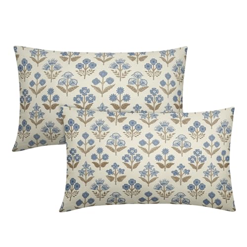 Kissenbezüge mit braun-blauem Blumenmuster, 30,5 x 50,8 cm... - Maison & Cuisine Amazon Allemagne à 3.00€