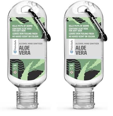 Palm Safe Aloe Vera Alcohol Hand Sanitiser 60 ml Clip... - Bébé & Puériculture Amazon Royaume-Uni à 2.38€