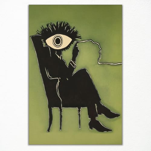 Surrealism Canvas Wall Art, Surreal Smoking Eyeball Fine... - Maison & Cuisine en promo à 1.00€