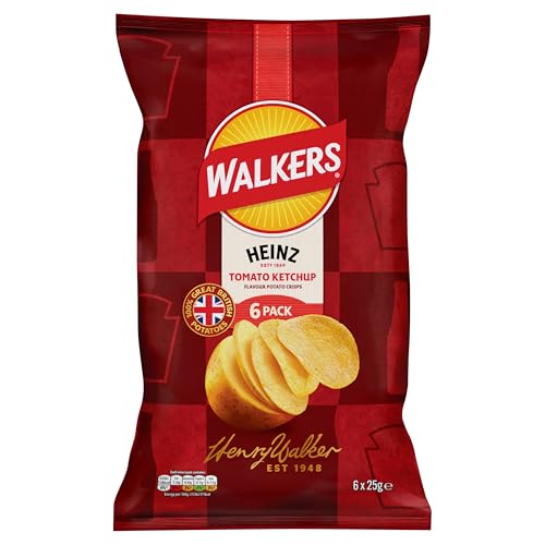 Walkers Heinz Tomato Ketchup Multipack Crisps 6x25g - Épicerie Amazon Royaume-Uni à 1.75€