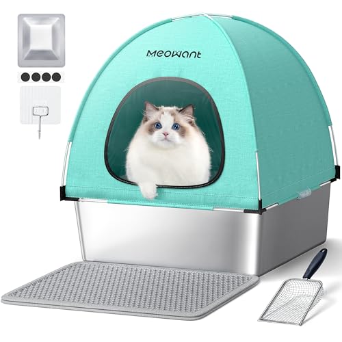 MeoWant Edelstahl Katzenklo, Quadratisch Geschlossene Extra... - Animalerie en promo à 39.99€