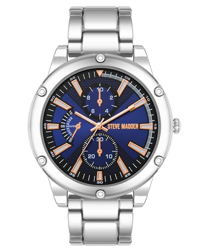 Steve Madden Reloj para Hombre con Pulsera, Azul/Plata - Amazon Espagne à 32.25€