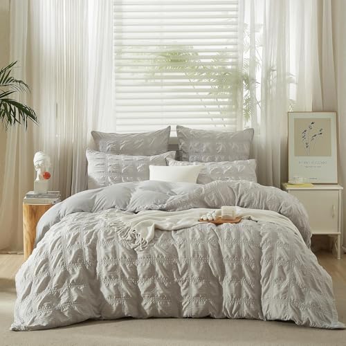 YASMENG Seersucker Bettbezug 240 x 260 cm, Grau, groß... - Maison & Cuisine Amazon Allemagne à 27.64€