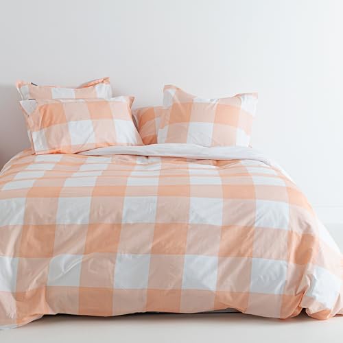 Gingham Funda nórdica 155x220 cm (Cama 80/90) Melocotón - Amazon Italy à 16.81€
