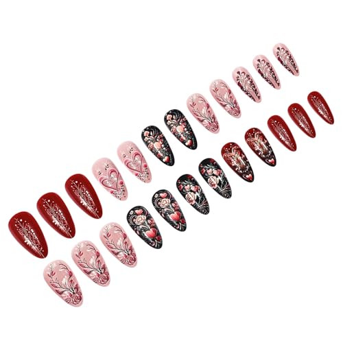 24 unghie adesive a forma di cuore per San Valentino... - Beauté & Parfums Amazon Italie à 5.64€