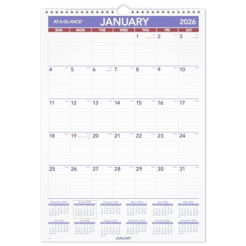 AT-A-GLANCE Calendrier mural 2026, 30,5 x 43,2 cm, taille... en promo à 7,69€ (-51%) sur Amazon FR