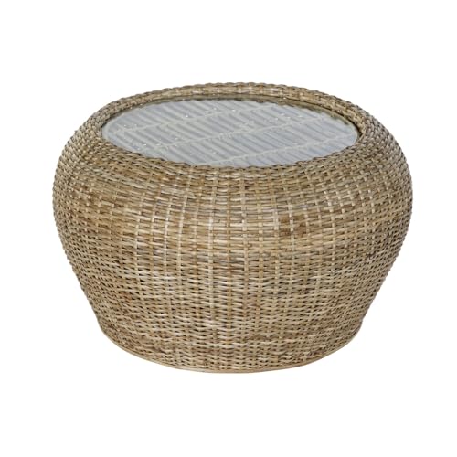 MESA CENTRO RATAN CRISTAL 82X82X48 NATURAL NATURAL - Réduction -74% à 72.24€