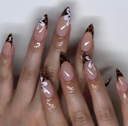 MouyouGlow Press on Nails Kurz,Almond Nude Rosa Leopard... - Beauté & Parfums Amazon Allemagne à 1.99€