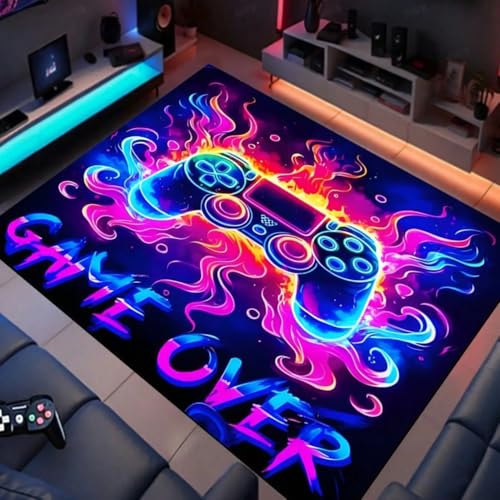 PEIHUODAN Neon Game Controller Flannel Rug, Blue Purple... - Maison & Cuisine en promo à 0.74€