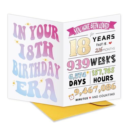 UUEFKTN Tarjeta de cumpleaños de 1.7 a 18 años (18 años) - Fournitures Bureau Amazon Espagne à 13.52€