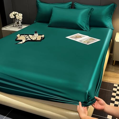 Gezu Drap-housse en satin 140 x 200 cm - Vert foncé - Vert... - Maison & Cuisine Amazon France à 12.28€