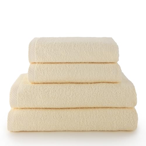 Set 4 Toallas piezas: 2 manos + 2 baño color natural - Maison & Cuisine Amazon Italie à 15.70€