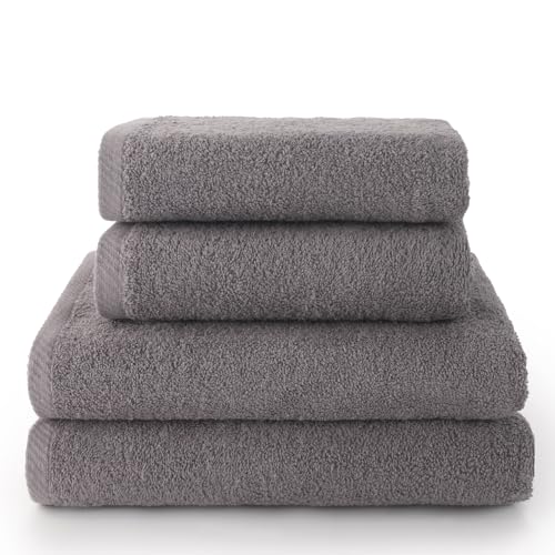Set 4 Toallas piezas: 2 manos + 2 baño color gris - Amazon Italie à 15.41€