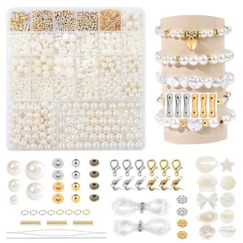VGECEE 1737 Stück Perlen für Armbänder Kinder Weiße Perlen... - Loisirs Créatifs Amazon Allemagne à 1.99€