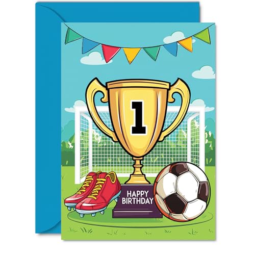1st Birthday Card Boy - Champions Winners Trophy - Football... - Sports & Fitness en promo à 2.79€