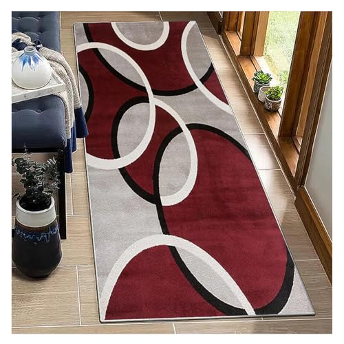 BORKOY Modern Geometry Hallway Runner Rug,100x350cm,Burgundy... - Maison & Cuisine en promo à 19.00€