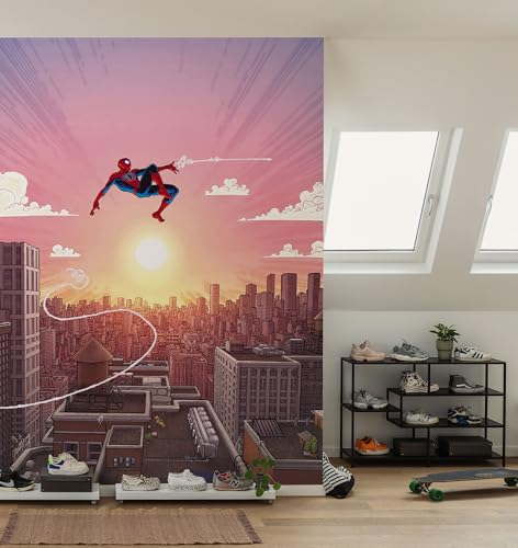 Komar Vlies Fototapete - Marvel Spider-Man Swinging Through... - Animalerie en promo à 62.45€