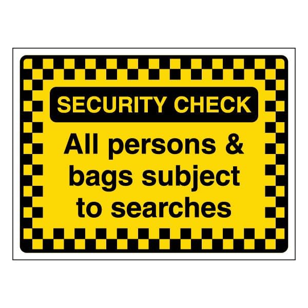 V Safety Security Check - All Persons & Bags Subject To... - Maison & Cuisine Amazon Royaume-Uni à 1.93€