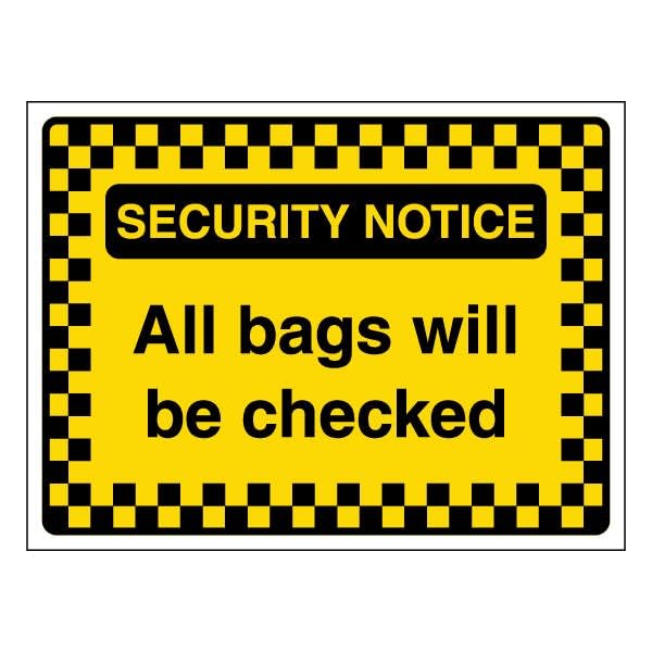 V Safety Security Notice - All Bags Will Be Checked... - Maison & Cuisine Amazon Royaume-Uni à 1.84€