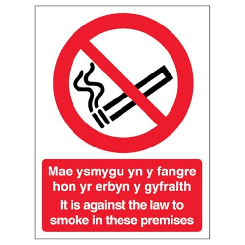 V Safety Welsh/English - No Smoking In These Premises... - Maison & Cuisine Amazon Royaume-Uni à 1.71€