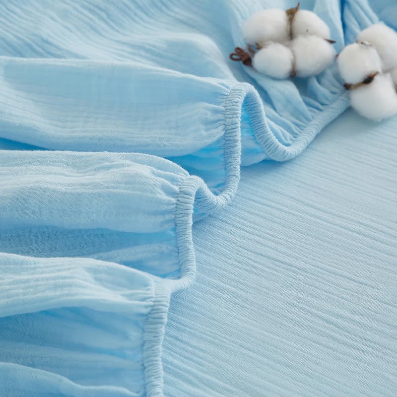 Gezu Drap-housse 180x200cm Double Muslin Bleu Ciel Bleu... en promo à 17,92€ (-68%) sur Amazon FR
